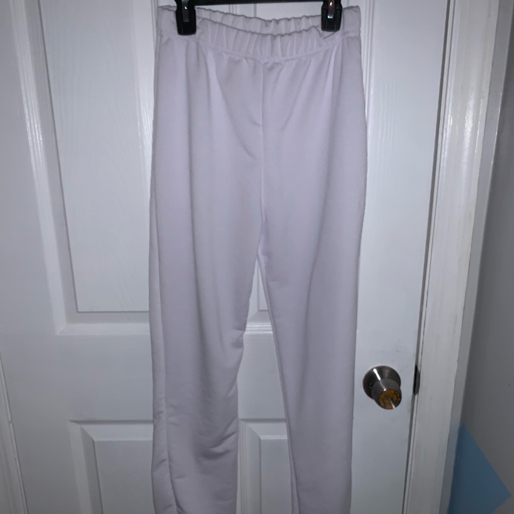 white sweatpants